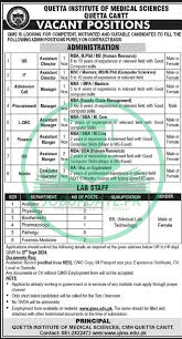 Quetta Institute of Medical Sciences Jobs 2025