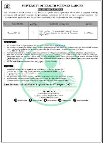 UHS Lahore Jobs