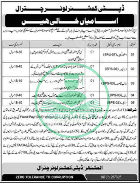 Deputy Commissioner Lower Chitral Jobs
