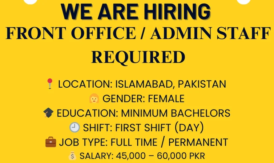 Front Office / Admin Staff Required