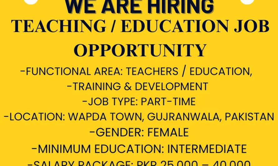 Preschool Teacher – Job Opportunity